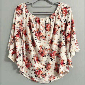 Rainbows & Cupcakes Size Large on or off the shoulder butterfly sleeve top